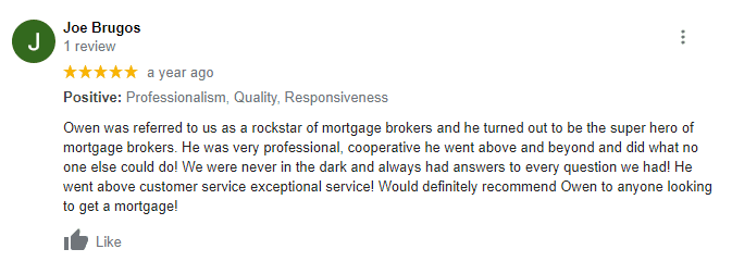 Joe - Self-employed google review