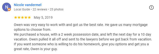 Nicole -- Self-employed google review