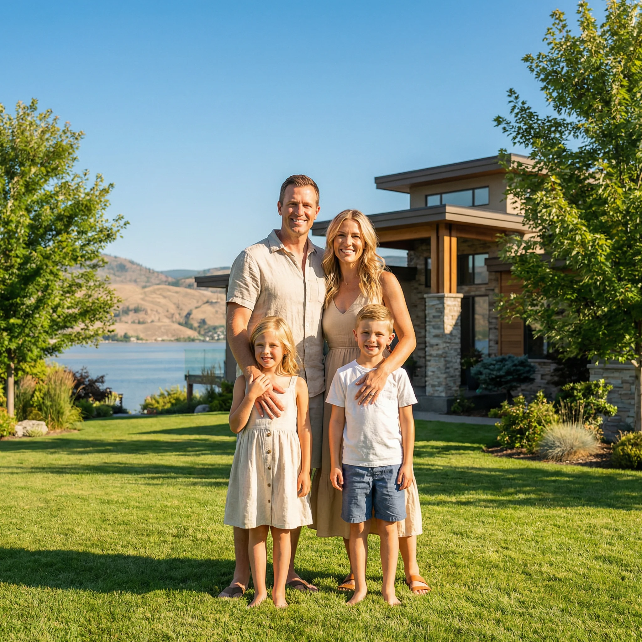 Family Standing Infront of home