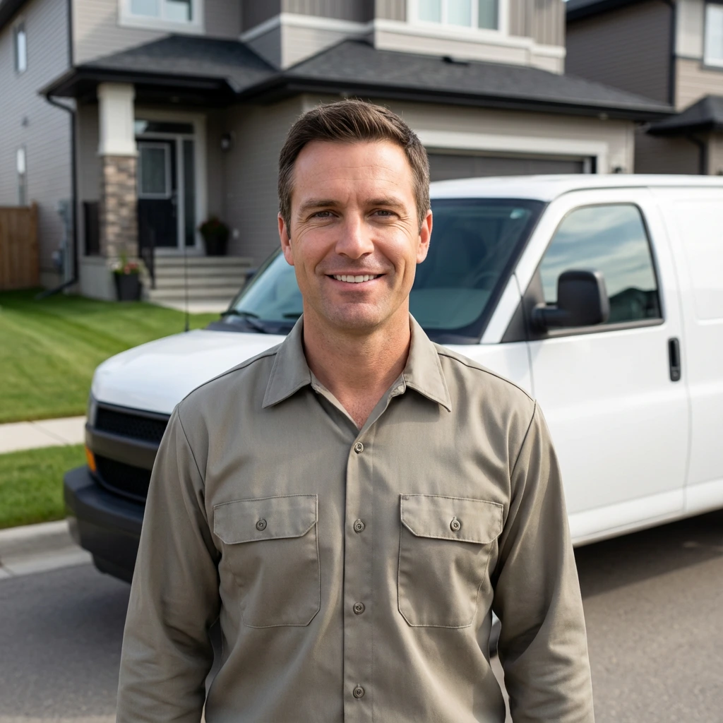 Self-employed professional standing in front of their small business in Canada