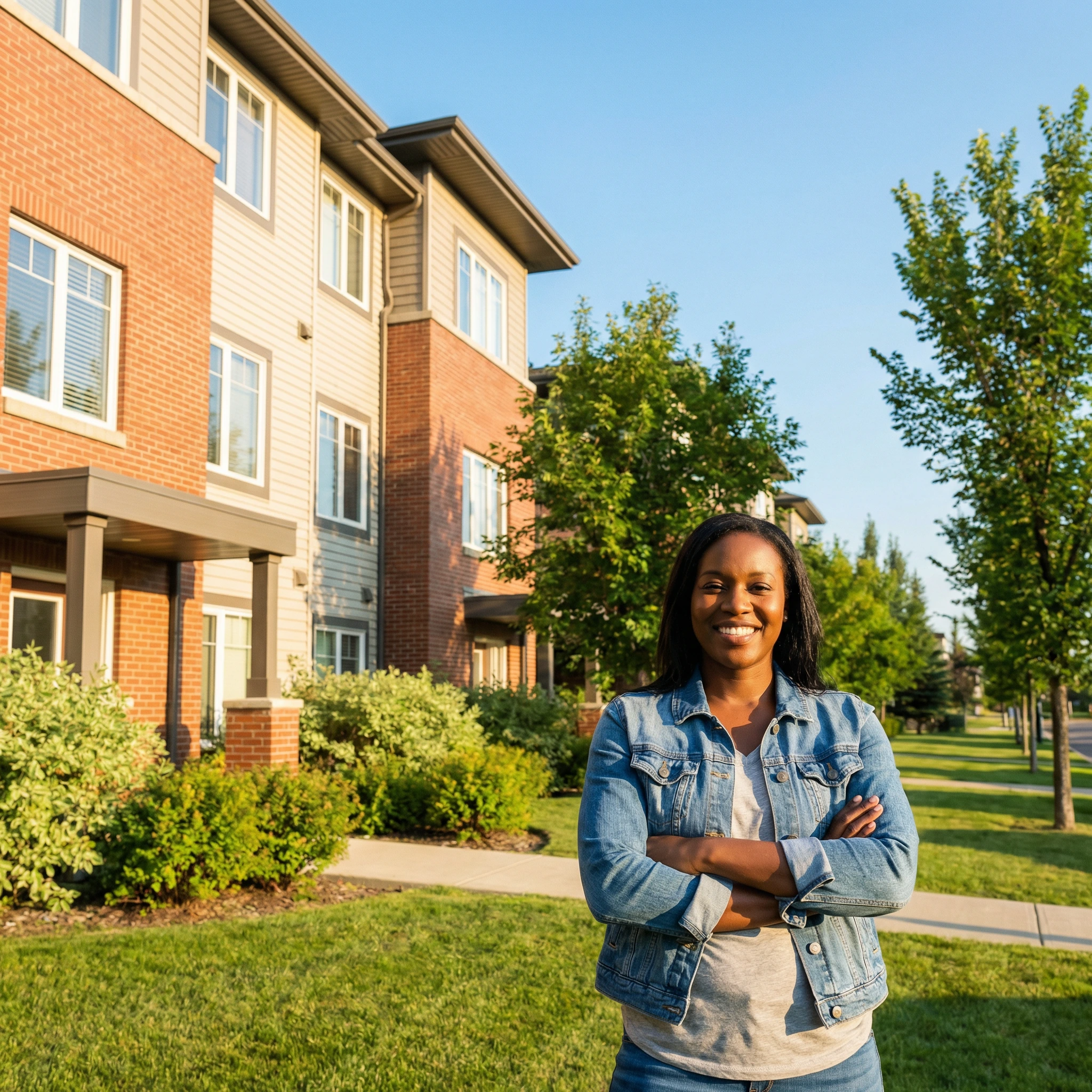Person standing in a residential area.