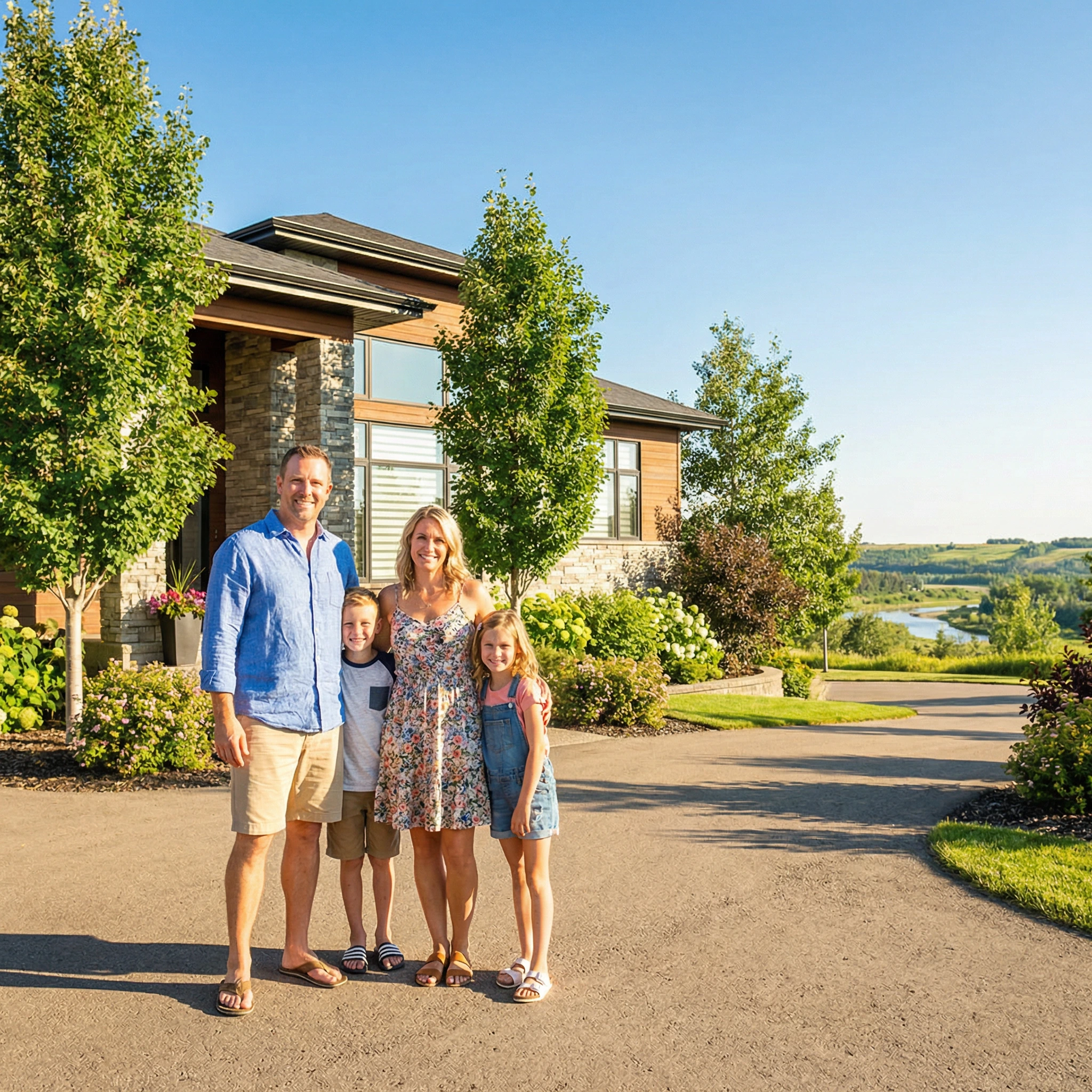 Red Deer Family in-front of their home